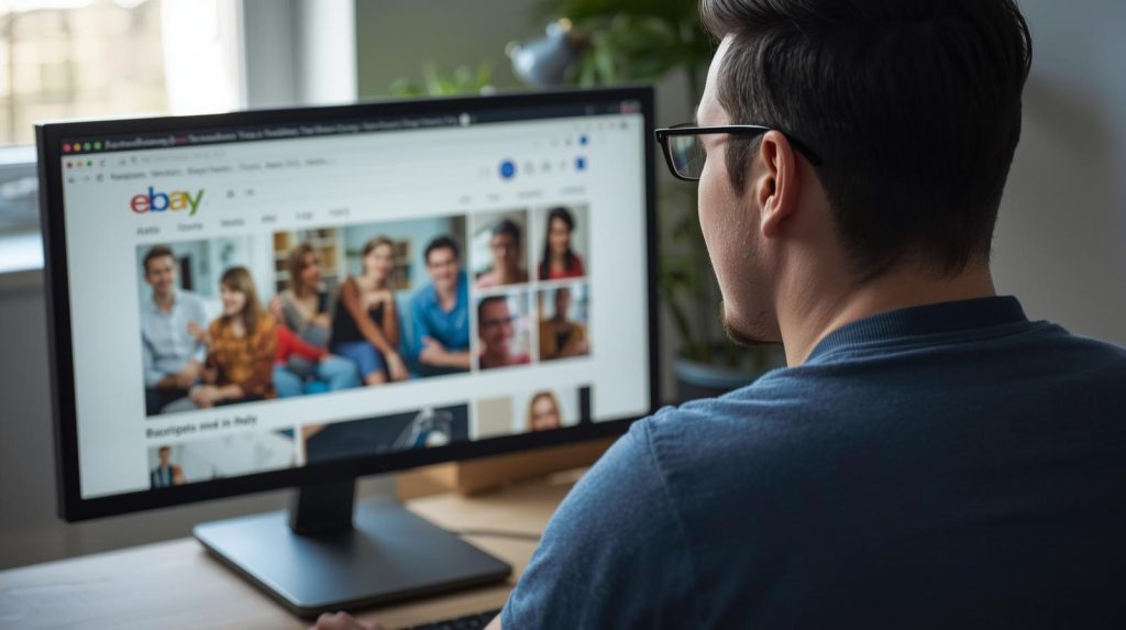 ebay opened on pc in front of a guy