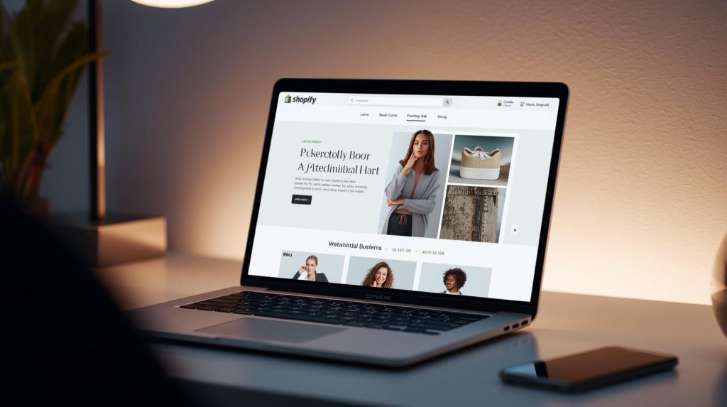shopify website open on laptiop