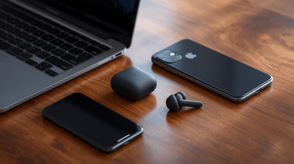 tech products on a table
